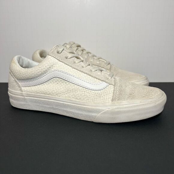 Womens VANS Old Skool Beige White Low Top Shoes / Size 7.5 - Picture 1 of 9
